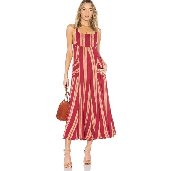 Free People Chante Maxi Dress Red Combo maxi - Picture 1 of 7
